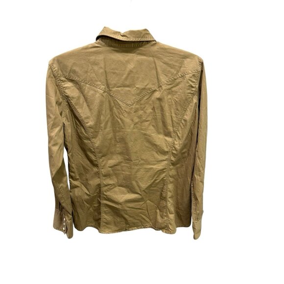 Carhartt For Women Size Large Khaki Western Shirt Pearl Snaps Workwear Casual - Picture 4 of 4